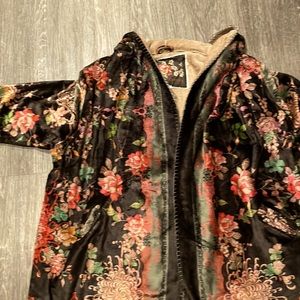 Johnny Was beautiful velvet jacket with flowers.